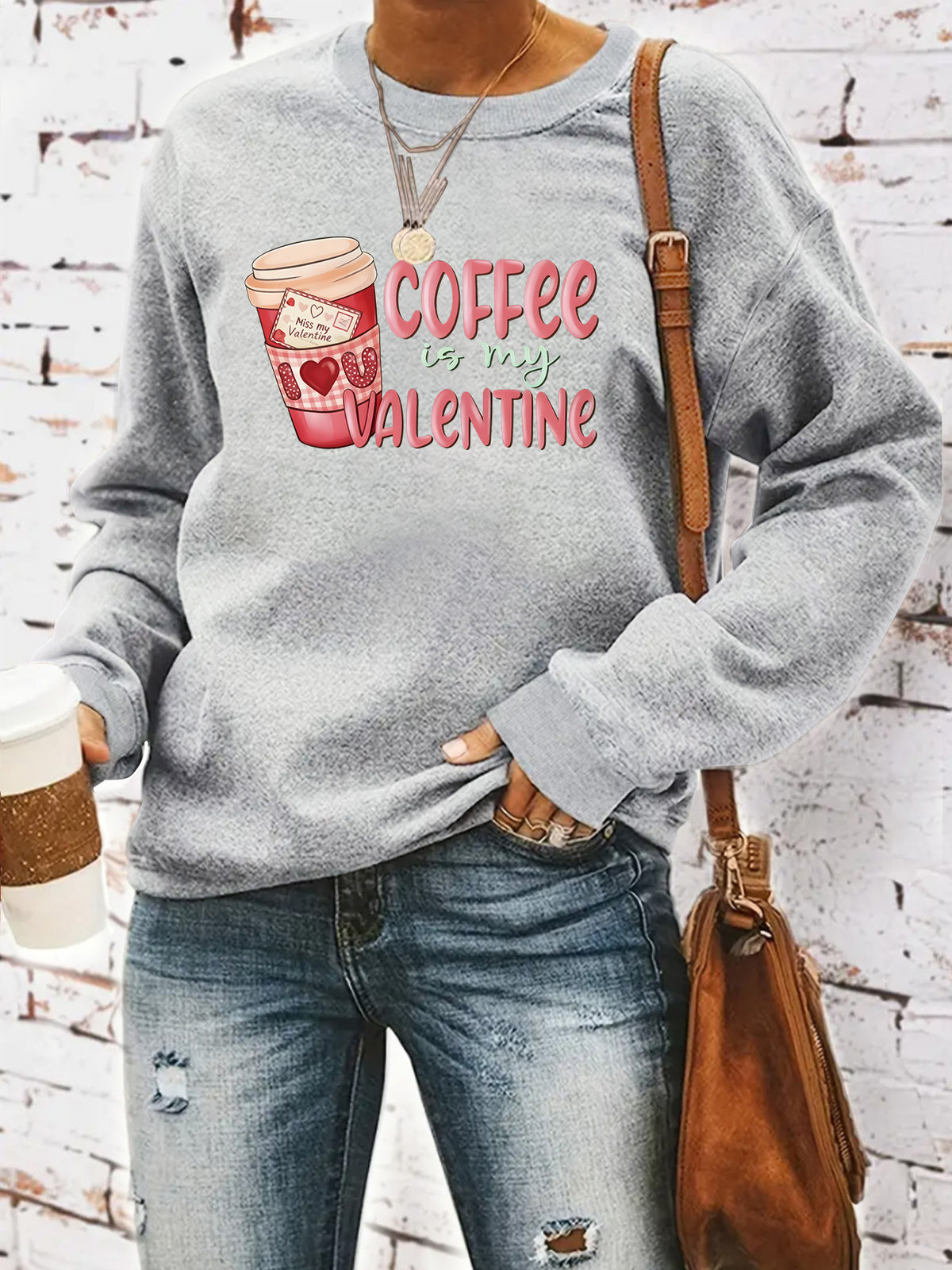 Printed round neck fleece hoodie